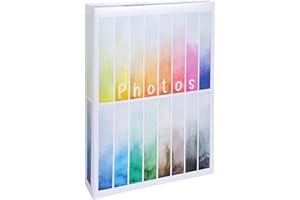 Exacompta - Rif. 62883E - Album fotografico a tasche RAINBOW - 300 foto 10 x 15 cm - 100 pagine - formato 22,5 x 32,5 cm - copertina in carta stampata sfondo bianco con sfumatura di colori - pellicola