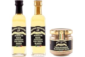 La Rustichella - Set Aceite de Trufa Blanca 60ml , Aceite de Trufa Negra 60ml & Salsa de Setas Porcini 90g Vegano , Sin Gluten , Sin Colesterol - Delicias Italianas