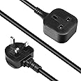 Power Extension Lead,Eli-time 1 Way Extension Cord with UK 3 Pin Plug Power Strips,Tough and Fireproof Single Extension Socket for Garden,Warehouse & Interior Renovation(Black) (3M)
