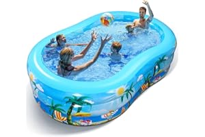 ZEMO Piscina Inflable Rectangular de PVC para niños 240x150x60cm,Piscina Infantil Hinchable,Piscina Familiar En El Patio Trasero,Fiesta AcuáTica De Veran