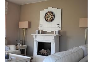 WDS DARTS SPORTS Wooden Dartboard Surround | Premium Dart-Wandschutz & Tablet-Halter (Optional) | Geflammter Burned Look oder Color Design (Catchring, Dart Umrandung, Backboard)