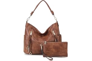 Chase Chic Bolsos de Mujer Hobo, Bolsos Bandolera Bolsos Tote Bolsos de hombro Grande PU Cuero Monedero Carteras 2pcs Set