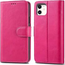 HMTECH Custodia IPhone 11 Con Portafoglio E Fiori Farfalla | Copertina In Pelle Con Supporto | Fondina Magnetica Protettiva (Rosa Farfalla) - copertina