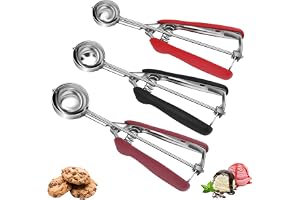 Kakskopa set, kakskopor för bakning, set med 3 st, glasskopa i rostfritt stål, 1 msk/2 msk/3 msk kakdegskopa, kakskopa för kakor, cupcakes, muffins, tryfflar, glass