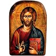 Icône Orthodoxe Grecque En Bois Saint Elias – Fait Main, 9x7 Cm, Patine Naturelle