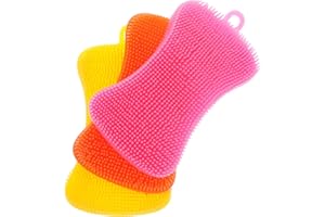 Sibba Spugne per il corpo in silicone per la cucina, stoviglie per la pulizia delle verdure, multifunzione, doppio lato, lavaggio doccia, esfoliante, supporto da parete per il viso, bagno, per la