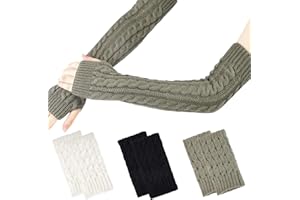HWJPDMBD 3 Paar Armstulpen Damen, handstulpen damen, Wolle Pulswärmer Strick Halb Fingerlose Handschuhe, pulswärmer damen, Gestrickte Handstulpen, arm warmers, Für Mädchen, Winter Weben Armwärmer