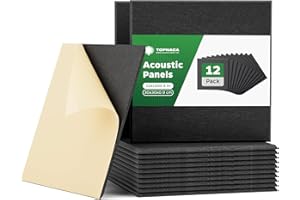Topnaca 12 Pack Sound Proofing Panels, Square 30x30x0.9cm Self Adhesive Soundproofing Panels, High Density Acoustic Absorbing Panels for Wall, Recording Studios, Home, Office（Black）
