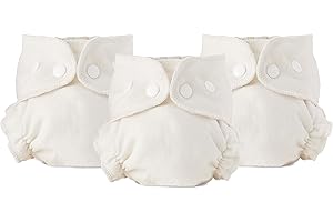 Esembly Cloth Nappy Inner, Trim-Fitting, Certified Organic Cotton, Reusable and Absorbent Leak-Proof Inserts with Poppers for Eco-Friendly Nappying, 3-Pack Size 1 (7-17lbs)