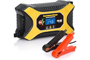 Katbo Car Battery Charger, 12 V/24 V Car Battery Charger, Fully Automatic Intelligent Trickle Charger, 6 Amp Automatic Voltage Detection, Lead Acid Battery, Float Charger