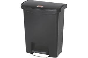 Rubbermaid Commercial Products Slim Jim 1883609 30 Litre Front Step Step-On Resin Wastebasket - Black