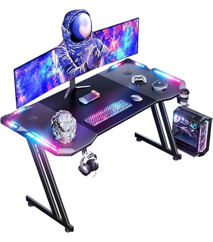 Scrivania Gaming Angolare A L Con Supporto Monitor - ODK, 127x127 Cm, Bianco Fibra Di Carbonio