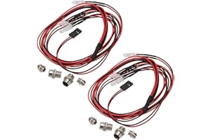 GTIWUNG 2Pack 4LED RC Car LED Light Phares Feu arrière Éclairage, RC Accessoire 2 Blanc 5mm 2 Rouge 3mm, pour 1/8 1/10 Télécommande RC Car Truck Crawler