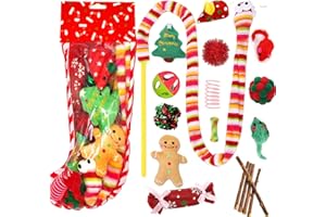 MQIAN Juguetes para Gatos, 18PCS Navidad Conjunto de Juguetes de Gato Juguete Interactivo para Gatos Incluso Pelota de Juguete, Juguete Arrugado, Juguete de Primavera, y Juguetes navideños para Gatos