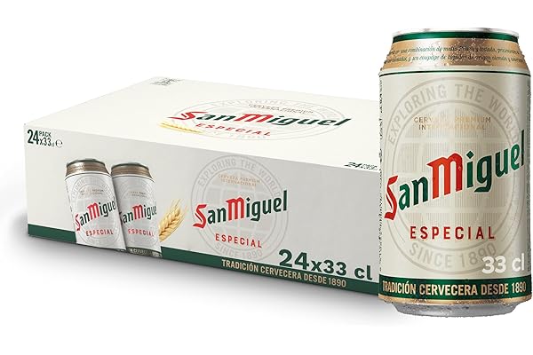 San Miguel Especial Lager, Pack 24 Latas x 33cl, Cerveza Premium Española, Calidad Tradicional y Sabor Refrescante, 5.4% Volumen de Alcohol