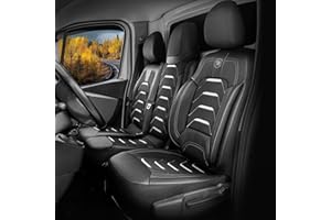 GIOVANNI BUTTI Autositzbezüge Universal 2+1 für Renault Master (2011-2025), Opel Movano (2022-2024) – Vordersitze Auto Sitzbezug aus Leinen, Schwarz-Grau, Autoschonbezug Doppelbank Vordersitz-Set