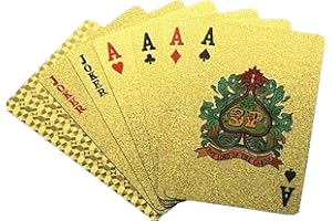 JUNMOXIAO Cool Plastic Playing Cards, Deck of Waterproof Magic Poker Cards for Family Party BBQ Gatherings Gift Gold