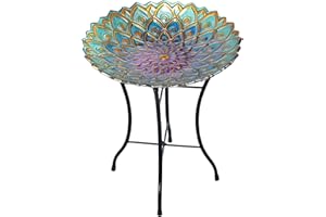 TEAMSON HOME Peaktop Garten Terrasse Dekor Glas Vogelbad Wasser Metall-Tischständer 3014051