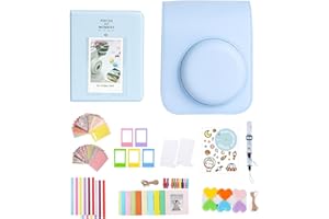 AISNYHO 11 in 1 Accessories Kit for Fujifilm Instax Mini 12 Camera With Camera Case+Photo Album+DIY Sticker+Wall Hanging Frame+L Tabletop Frame (Pastel Blue)