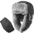 Comhats SIGGI 100% Rabbit Fur Earflaps Trapper Hat Wool Blend Russian Hat w/Mask Unisex