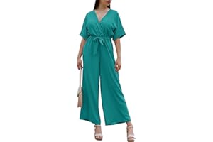 LAPHILO Tuta Lunga Donna con Scollo V Monopezzi a Gamba Larga con Cintura Casual Elegante Estiva (cod. 7213)