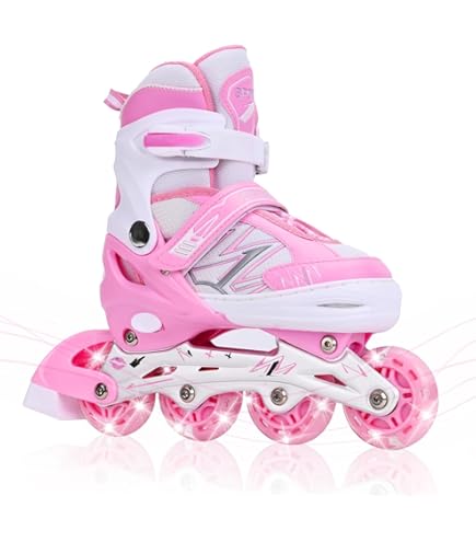 Pattini In Linea Regolabili Per Bambini MGYZM - Taglie 8-12 Anni, Bianco E Nero, Per Interni Ed Esterni - Foto 6