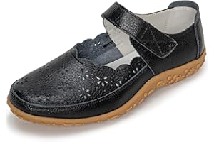 Rusffes Womens Leather Mary Janes Comfort Casual Work Office Nursing Shoes Sandals