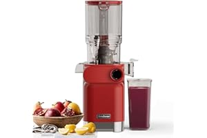 Anybear Cold Press Juicer, 200W Masticating Slow Juicer 4.3" Large Feed Chute Fit Whole Fruits Vegetables | Upgraded Auger | Tritan Materials | BPA Free | Juice Recipes (Red)