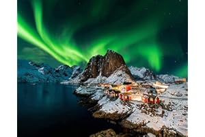 TISHIRON Adults Paint by Numbers, Aurora Landscape Painting by Numbers for Adults, Iceland Paint by Numbers with Brushes and Acrylic Pigment, Frameless Crafts for Adults 16X20 Inch