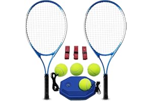 Magicorange Set di racchette da tennis per adulti, 2 giocatori, per principianti e professionisti, con 4 palline da tennis, 3 overgrip, 1 borsa da tennis