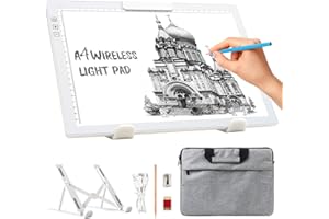 elice Pannello luminoso DIN A4 con tasca/supporto, ricaricabile A4, 6 livelli di luminosità e piastra da disegno dimmerabile, lightbox per Diamond Painting, disegno, schizzo (bianco)