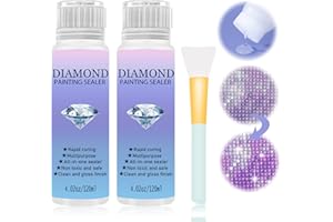 GANBARO Diamond Painting Sealer, 120ML Fast Drying Diamond Painting Glue, DIY Tool Diamond Art Glue with Sponge Head and Brush, for 5D Diamond Painting, Puzzle, Anti-Shedding & Enhance Brightness (2)
