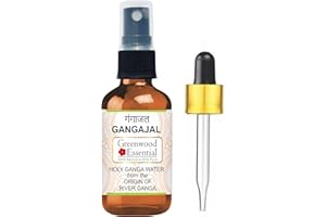 GREENWOOD ESSENTIAL Gangajal Holy Ganga Eau de Ganga à l'origine du Gange de la rivière Devprayag dans un flacon en verre ambré avec vaporisateur et compte-gouttes 100 ml