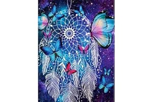 QENSPE 5D Diamond Painting Kit para Adultos, Mariposa Diamond Art Completo DIY Cuadro Diamante para Niños, Rhinestones Bordado Punto de Cruz para Decoración Hogar 30x40cm - Atrapasueños