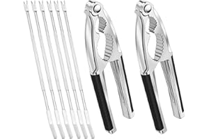 Windspeed 2+6PCS Nut Crackers and Picks, Heavy Duty Nut Cracker for All Walnut with Non-Slip Handle, 2PCS Pecan Cracking Tool / 6PCS Forks (Black)