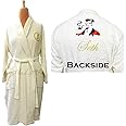 TurtleLittle, 100% Cotton, Personalized He Devil Bathrobe for Adults with Name and Initials, 350 GSM (Set of 1, Ivory White)