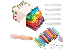 Canzoon Street Chalk Craie pour enfants 48 pièces colorées avec 5 pièces porte-craie transparent craie murale sans poussière stylos à craie pour tableau noir facile à nettoyer pour l'école, le bureau
