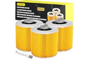 ZZXLOPEZ 3X Filtros de Cartucho, Filtros para Aspiradoras Kärcher [WD3, WD2, WD1, MV3, MV2, A, K, KNT, NT, SE, VC] - Filtros de Cartucho Lavables y Reutilizables Sustituido 6.414-552.0 -547.0-772.0