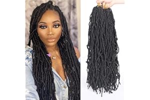 Xtrend 7 Packs 24 Pouces Noir Nu Faux Locs Crochet Tresses Cheveux Synthétiques Pré Boucles Doux Dreadlocks Tressage Cheveux Déesse Faux Locs Bouclés Ondulés Extensions de Cheveux 12 brins/pack 1B#