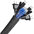 AGPTEK Cable Tidy Sleeve, 39mm/∅1.5"-2m/6.6ft Cable Management Sleeve, Wire Loom Self-Closing Tube, Flexible Braided Cable Sheath for TV PC Projector, Home Theater Office, Black