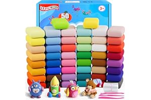 iFergoo Air Dry Clay, 50 Colours Modelling Clay for Kids, Safe and No-Toxic Modeling Clay & Dough, Soft & Stretchable DIY Magic Clay with Tools, Children Boys Girls Toys