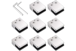 Proster 8 Pezzi Supporto Vetro 8-10mm Acciaio Inossidabile 304 Morsetto Vetro Regolabile Con Cacciavite per Ringhiera Balaustra Corrimano della Scala - Lucido