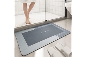 Bingobang Absorbent Bath Mat Non Slip Anti Mould 60 x 40 cm, Diatom Mud Bathroom Shower Floor Mat, Quick-Dry 4 Layer Thickened Rug for Bedroom, Kitchen, Toilet, Door