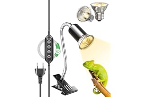 GlowUp Lampe Chauffante Tortue, Lampe Terrarium pour Tortues avec Clip, Lampe Chauffante Terrarium pour Reptiles Rotative à 360° pour Lézards, Tortues, Serpents, Caméléons, 2 Ampoules E27 Incluses