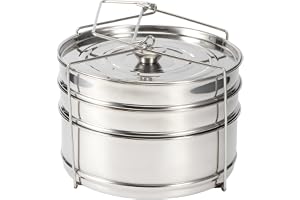 Stapelbara insatspannor, rostfritt stål 6QT 3-lagers ångkoksinlägg