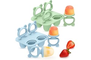 CLDY 2 Ensembles 4 Mini Moule à Glace Bébé Réutilisable, 8 Pochons en Silicome Alimentaire Sans BPA, Moules à Popsicle Enfant avec Bâtonnets, Compatible Lave-vaisselle, pour Popsicles, Crèmes Glacées