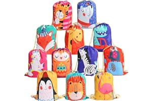kramow 12 Mochila con Cordón para Niños Niños Niñas,Bolsas de Cuerdas para Infantils,Party Bolsas Fiesta de Cumpleaños Navidad Regalos (Patrón de Dinosaurio)