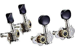 ORTEGA Ukulele Stimmmechaniken-Set, open gear, schwarze ABS Knöpfe, nickel (OTMUKOG-CR)