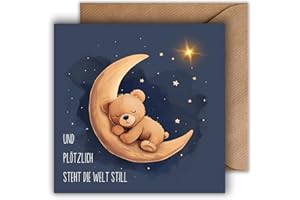 ‎WBDESIGNZ Sternenkind Karte mit Umschlag - Einfühlsame Trauerkarte "Und plötzlich steht die Welt still" Aufrichtige Beileidskarte Kindstod Verlust Kind Fehlgeburt Beileid Trauerfeier Beerdigung (125 x 125 mm)