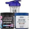 Applied Nutrition Bundle ABE Pre Workout 375g + Creatine 250g + 700ml Protein Shaker | All Black Everything Pre Workout Powder, Energy & Performance with Creatine, Beta Alanine (Bubblegum Crush)